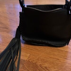 All saints black leather bag